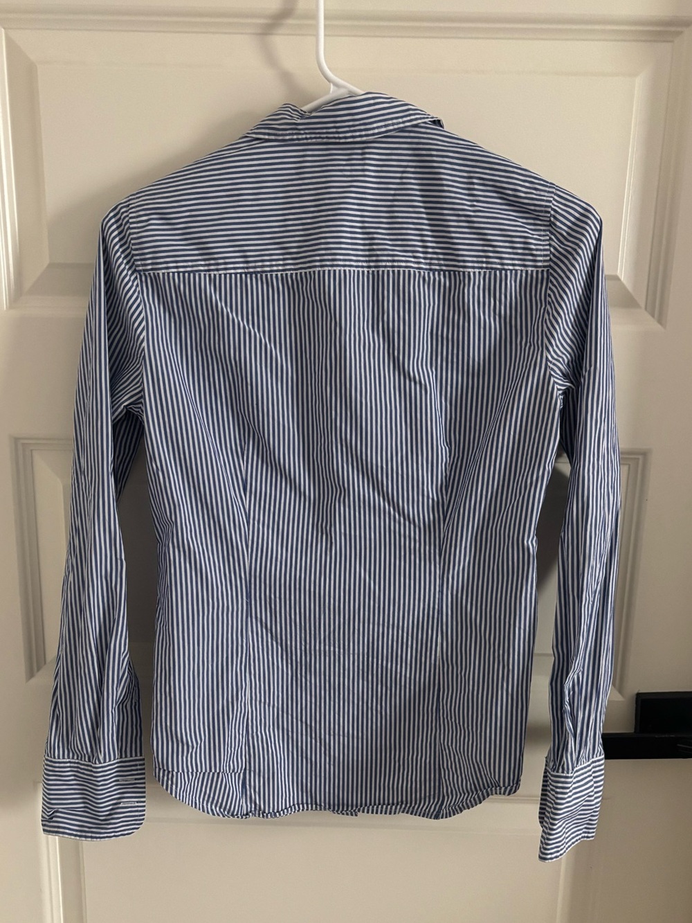 J. Crew Blue and White Striped Cotton Button-Up Shirt - Picture 7 of 7